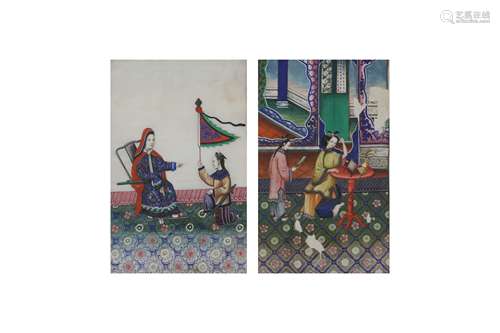 TWO CHINESE PITH PAPER PAINTINGS.