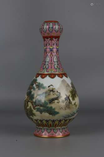 Vase en porcelaine de la famille rose( Fencai) marque sceau ...