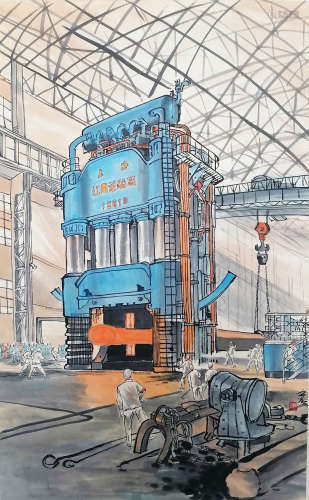 杨之光 (1930-2016) 造船厂 设色纸本 立轴