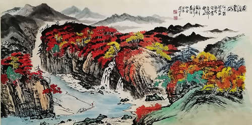 （1912-2000） 关山月 雨后云山 设色纸本 镜芯