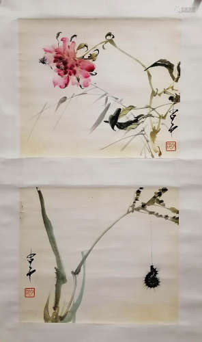 （1905-1998） 赵少昂 花卉草虫双挖 设色纸本 立轴