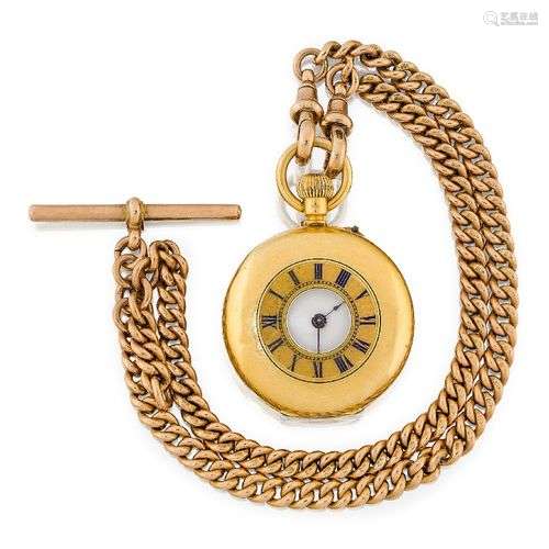 A late 19th / early 20th century gold fob watch with 9ct gol...
