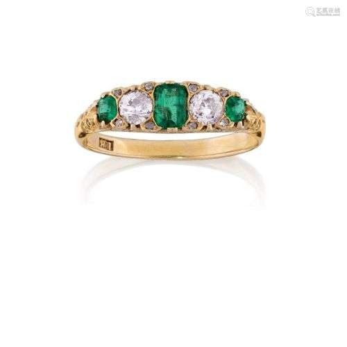 A late 19th / early 20th century emerald and diamond five st...