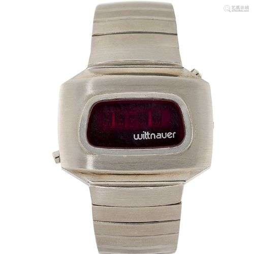 A 1970s stainless steel Wittnauer Polara quartz LED digital ...