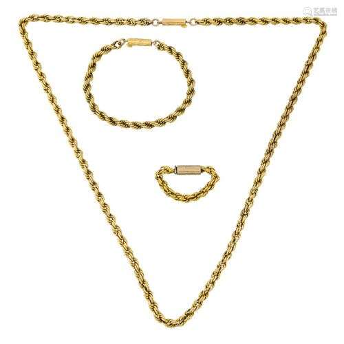 A late 19th century gold necklace and bracelet, of Prince-of...