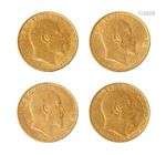 Four half-sovereigns, comprising; Edward VII, 1902, 1904 and...