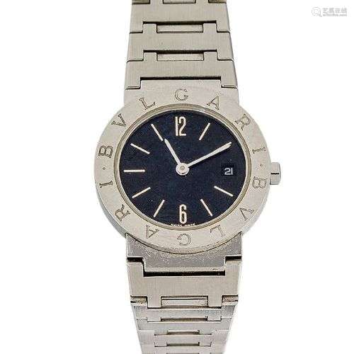 A stainless steel quartz wristwatch by Bulgari, the black ci...