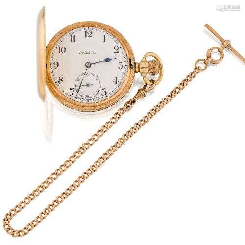 A 9ct gold key-less hunting cased pocket watch by Reid & Son...
