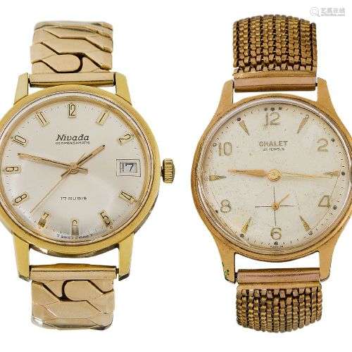 Two 1950s gilt and stainless steel backed wristwatches, each...