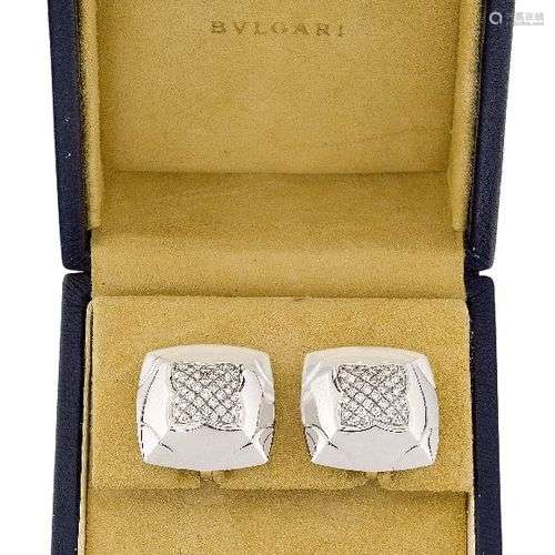 A pair of diamond-set 'Pyrmaide' earclips by Bulgari, each p...