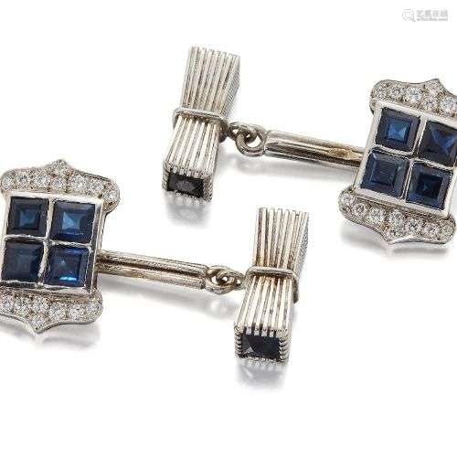 A pair of sapphire and diamond cufflinks by Katia Vita, comp...