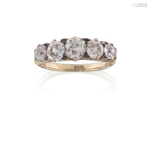 A late 19th / early 20th century diamond five stone ring, th...