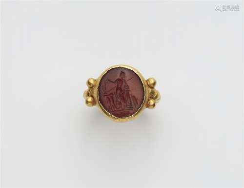 A 22k gold ring with an ancient Roman intaglio