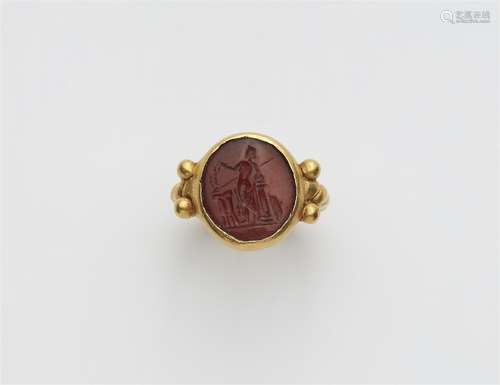 A 22k gold ring with an ancient Roman intaglio