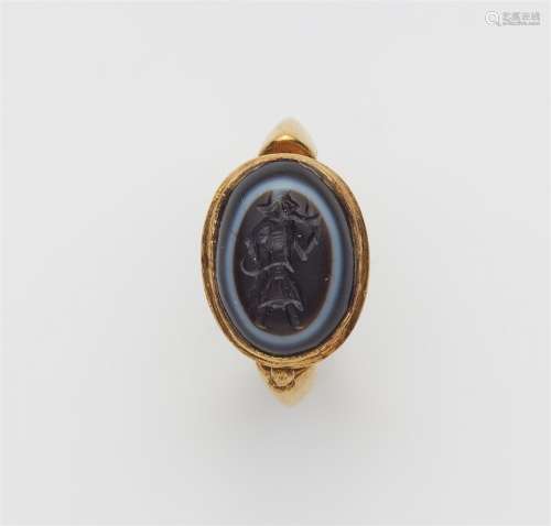 A 22k gold ring with a Sassanian intaglio