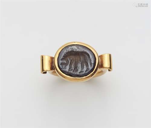 A 22k gold ring with a Sassanian intaglio