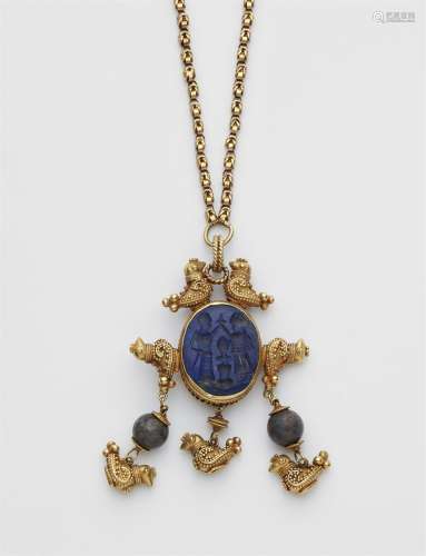 An Etruscan style intaglio pendant