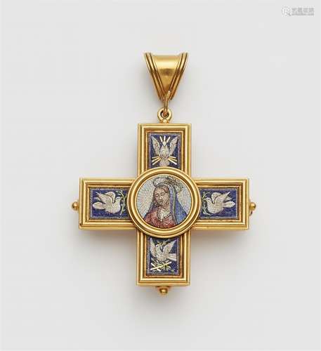 A micromosaic cross pendant