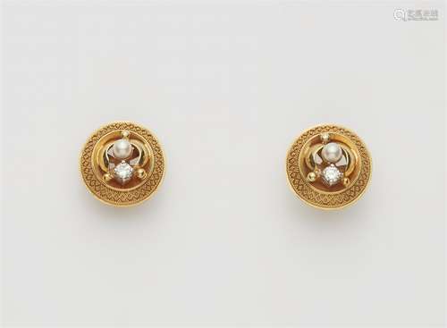 A pair of 18k gold granulation earrings