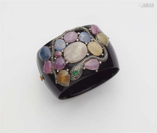 A gemstone cuff bangle