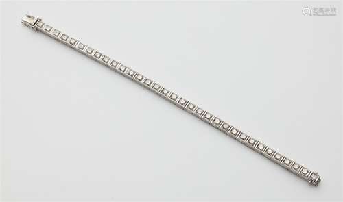 A 14k white gold diamond rivière bracelet