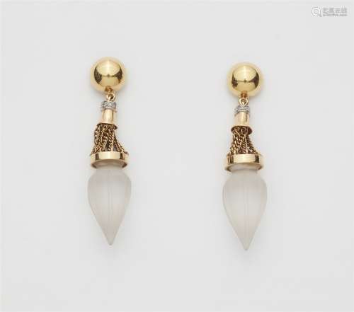 A pair of rock crystal drop earrings