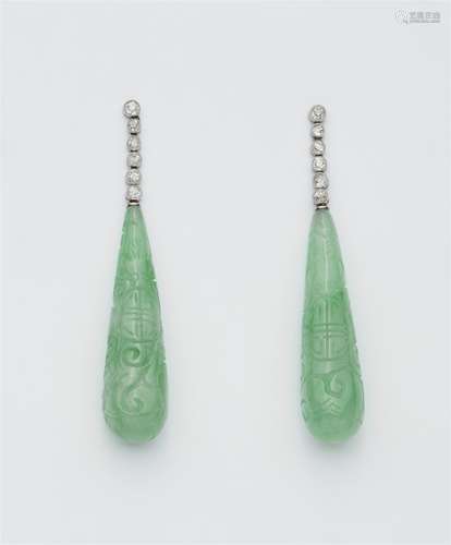 A pair of Belle Epoque platinum drop earrings