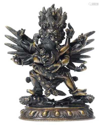 A BRONZE FIGURE OF HAYAGRIVA YAB-YUM.