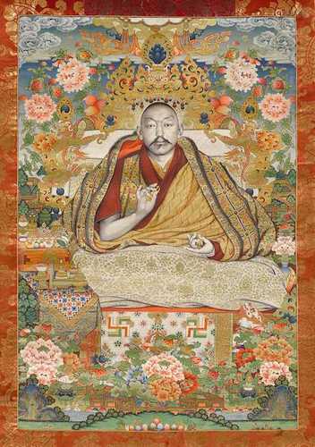 A FINE THANGKA OF THE 13TH DALAI LAMA THUBTEN GYATSO (1875 -...