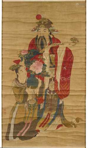 A FINE PAINTING OF THE STAR GOD OF HAPPINESS (FU).