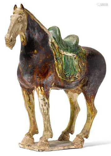 A SANCAI-GLAZED POTTERY HORSE.