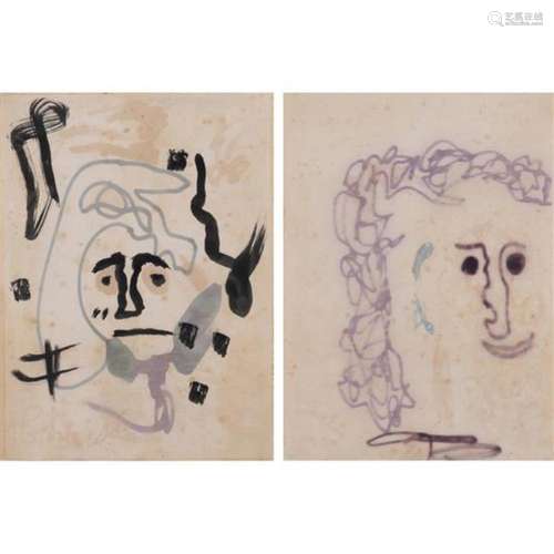 Gaston Chaissac (1910-1964) Ensemble of two drawings