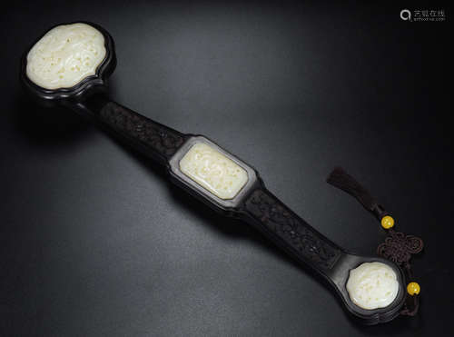 ZITAN WOOD WITH WHITE JADE RUYI