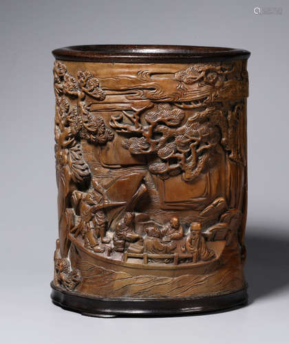 TANXIANG WOOD CARVED BRUSH POT