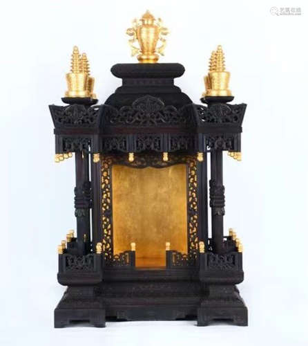 ZITAN WOOD CARVED PAGODA