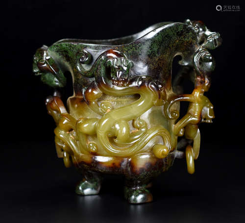 ANTIQUE JADE DRAGON PATTERN CUP