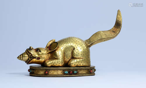 GILT BRONZE CAST RAT ORNAMENT