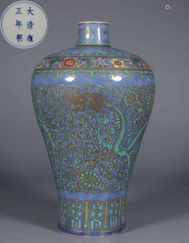 YONGZHENG MARK FAMILLE ROSE GLAZE FLOWER MEI VASE