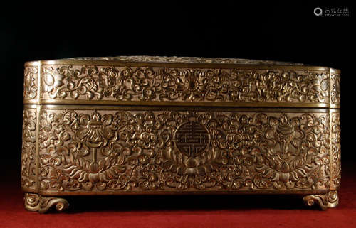 GILT BRONZE CAST FLOWER PATTERN BOX