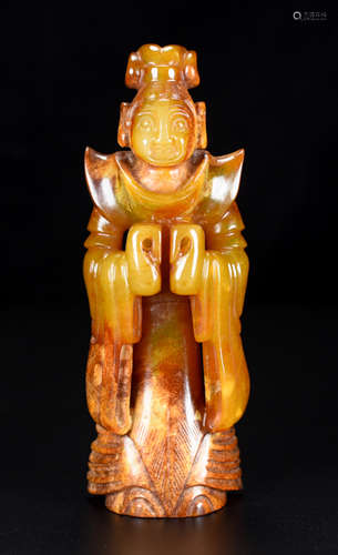 ANTIQUE JADE CARVED FIGURE STATUE