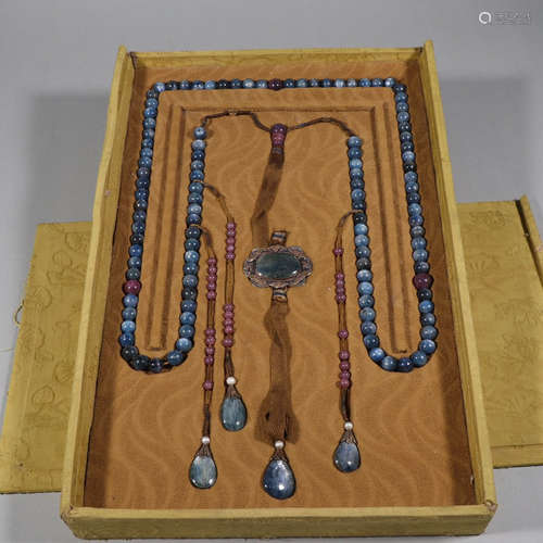 BLUE CRYSTAL BEADS STRING NECKLACE