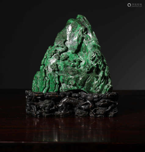 JADEITE CARVED SCHOLAR ROCK WITH BASE