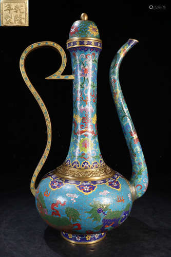 CLOISONNE CAST WINE POT