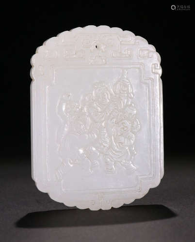 HETIAN JADE CARVED CHILD PATTERN TABLET