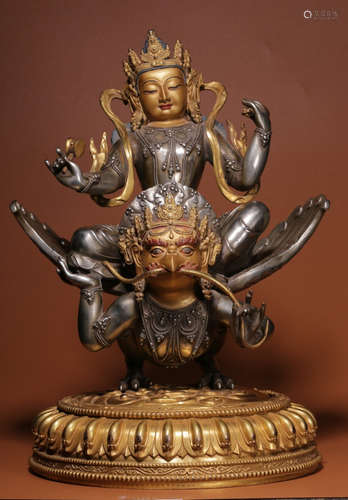 GILT SILVER & GILT BRONZE BUDDHA STATUE