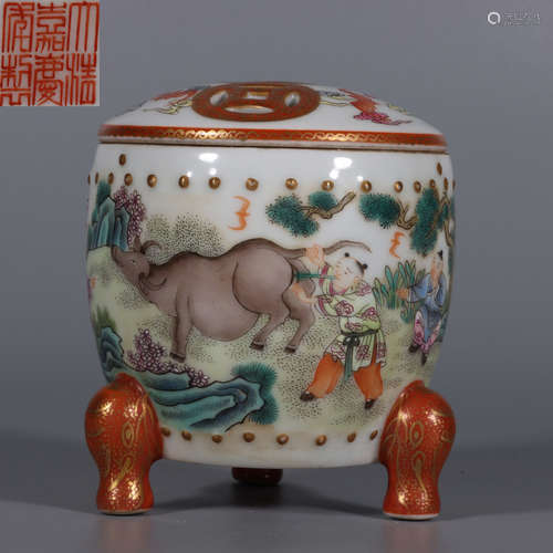 JIAQING MARK FAMILLE ROSE GLAZE CENSER