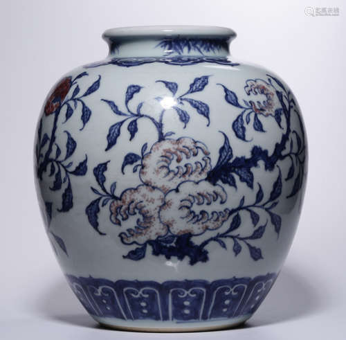 BLUE&WHITE GLAZE SANDUO PATTERN JAR