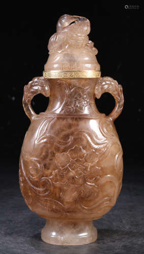 CRYSTAL WITH GILT DECORATED VASE
