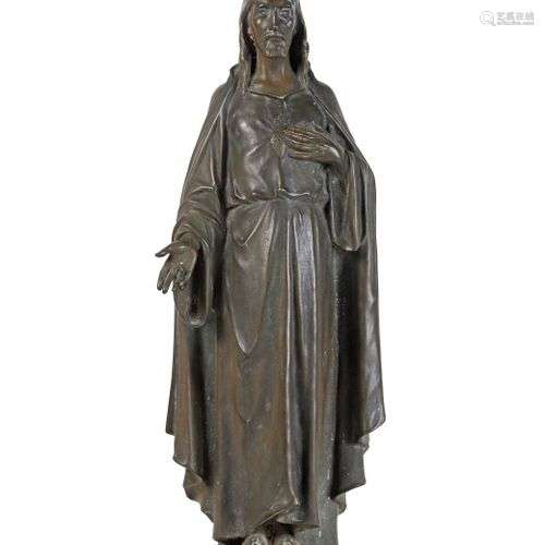 Eugène Paul BENET (1863-1942) Sacré cœur de Jesus Bronze à p...
