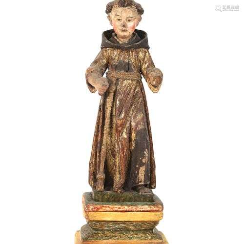 Saint Moine en bois sculpté, polychromé et doré. Italie, XVI...